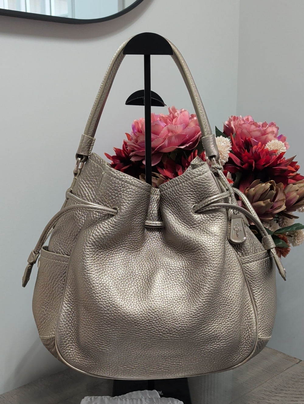 Cole Haan Slouchy Pebbled Leather Drawstring Hobo Shoulder Bag